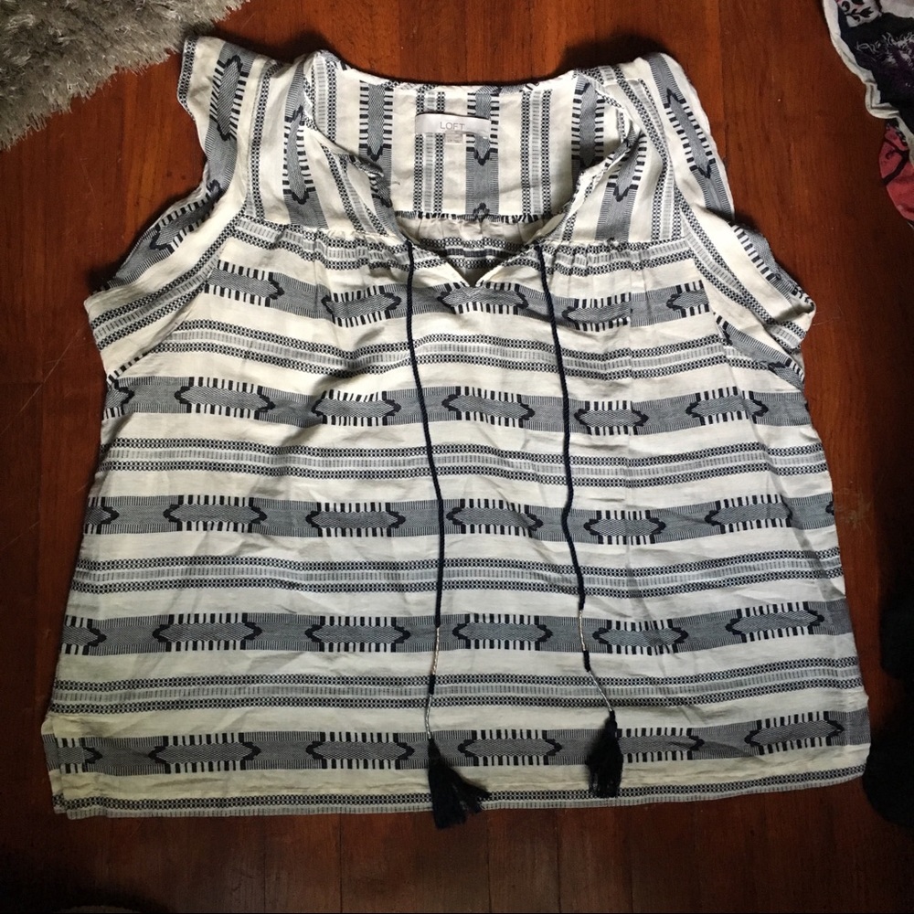 Loft large petite blouse. Cute embroidery!